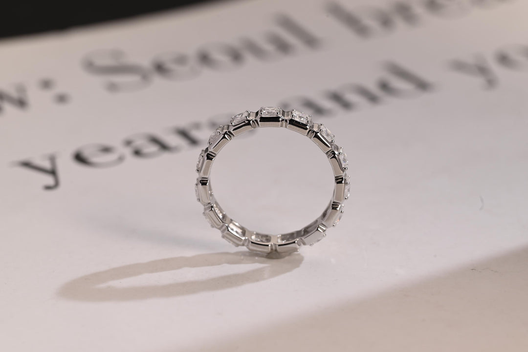 5.30CT Princess Cut Bezel Set CVD EF/VVS Diamond Eternity Wedding Band For Women
