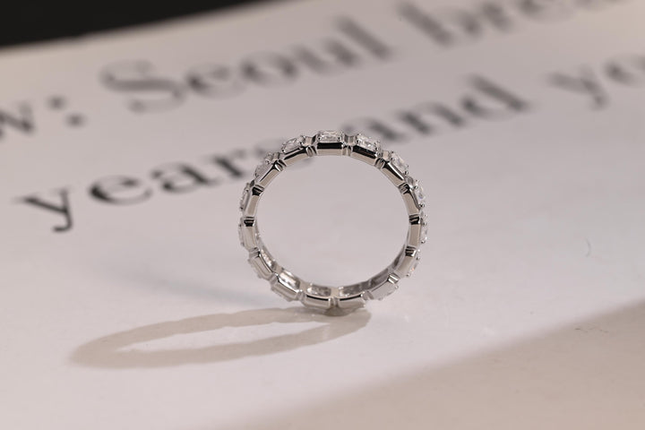 5.30CT Princess Cut Bezel Set CVD EF/VVS Diamond Eternity Wedding Band For Women