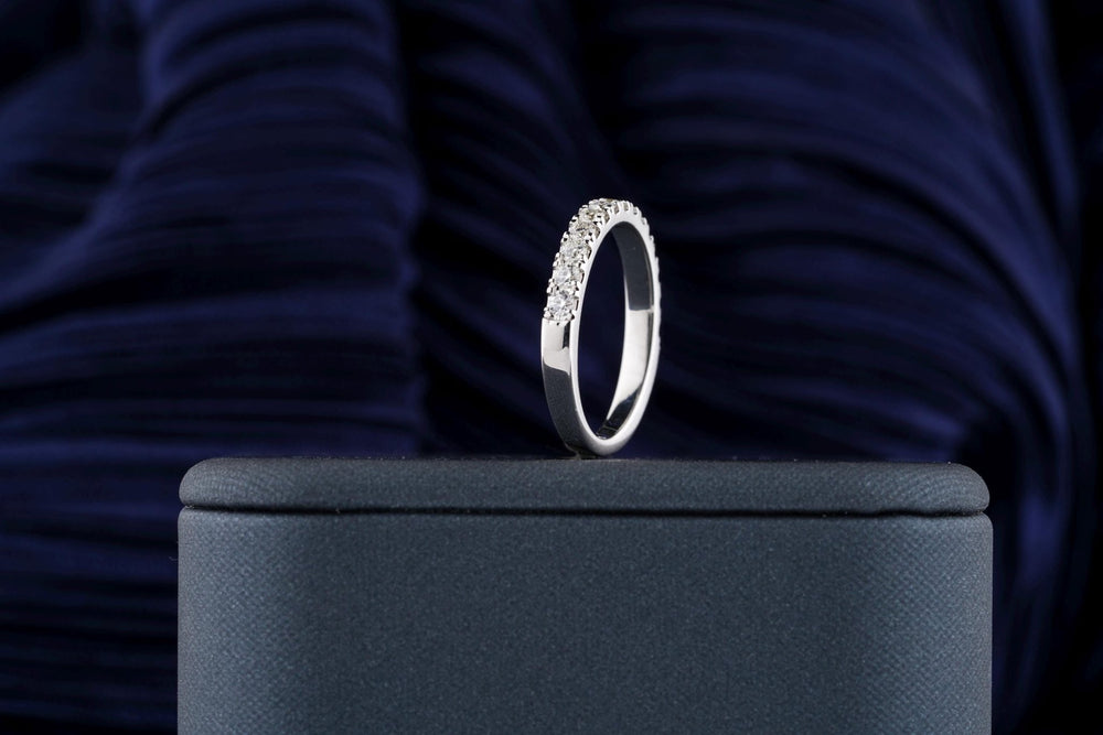 0.45CT Round Cut Half Eternity CVD EF/VVS Diamond Wedding Band For Her - Doozy Diamonds