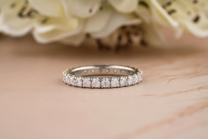 1.0CT Round Cut Eternity CVD EF/VVS Diamond Wedding Band