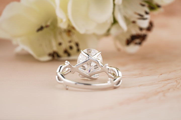 2.0CT Oval Cut Twig Lab Grown Diamond Engagement Ring For Women