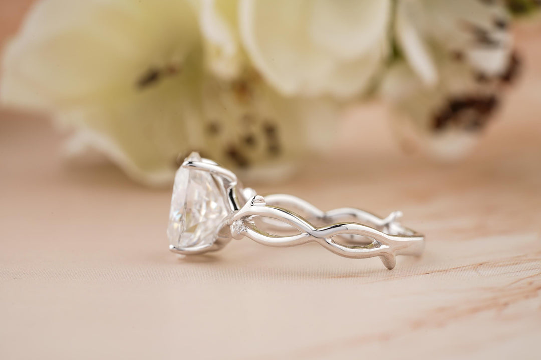 2.0CT Oval Cut Twig Lab Grown Diamond Engagement Ring For Women