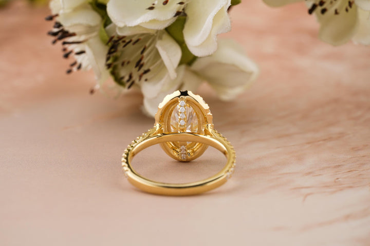 3.50CT Oval Cut Halo Lab Grown Diamond Pave Engagement Ring For Her