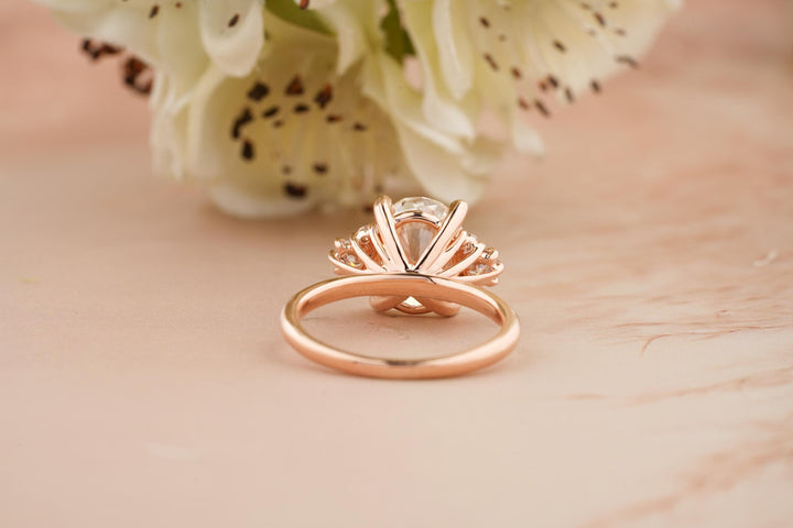 3.0CT Oval Cut Cluster Lab Grown Diamond Engagement Ring Pretty Engagement Rings