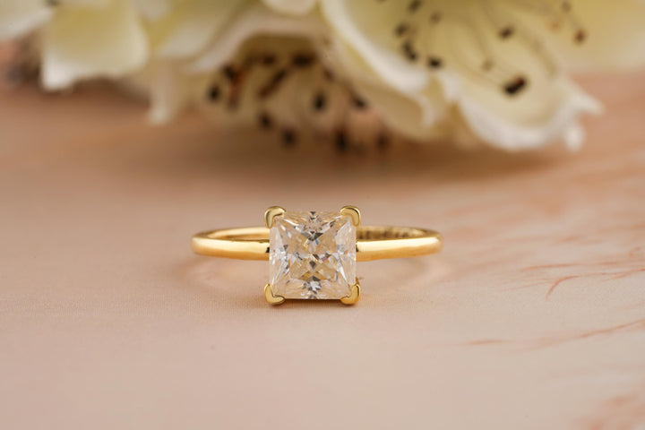 1.50CT Princess Cut Four Prong Lab Grown Diamond Engagement Ring For Women