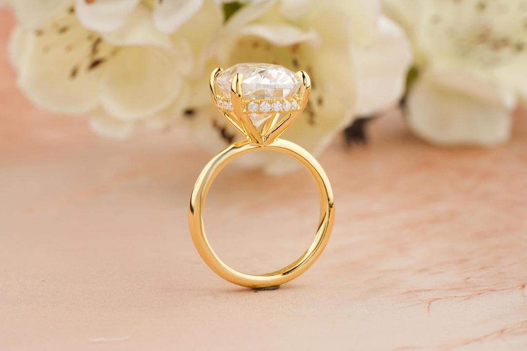 5.0CT Oval Cut Lab Grown Hidden Halo Diamond Engagement Ring For Women