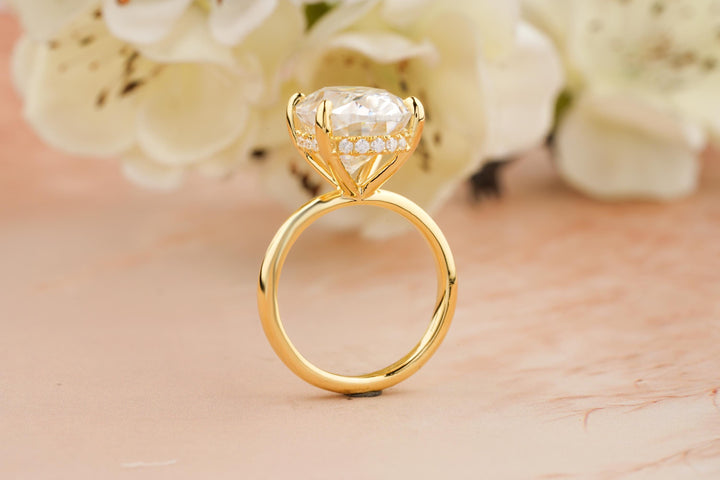 5.0CT Oval Cut Lab Grown Hidden Halo Diamond Engagement Ring For Women