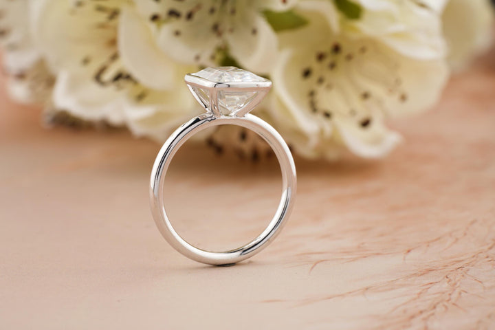 3.50CT Emerald Lab Grown Diamond Bezel Engagement Ring For Women