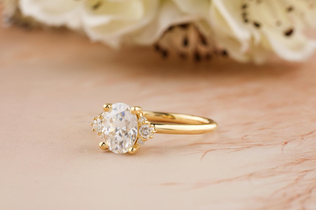 2.0CT Oval Cut Cluster Lab Grown Diamond Engagement Ring For Women