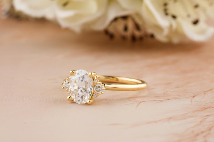 2.0CT Oval Cut Cluster Lab Grown Diamond Engagement Ring For Women