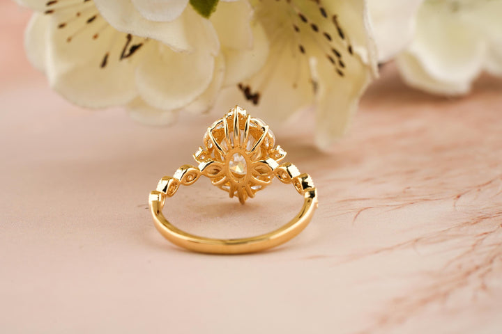 1.50CT Oval Cut Vintage Cut Lab Grown Diamond Engagement Ring