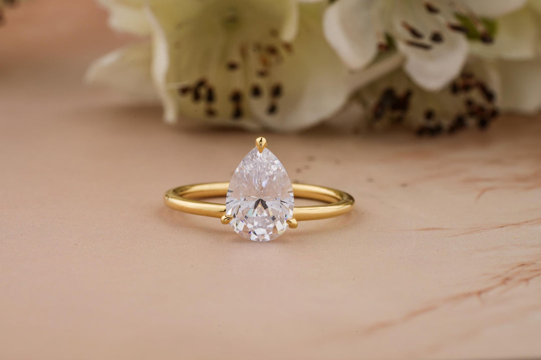 1.50CT Pear Cut Solitaire Lab Grown Diamond Engagement Ring For Her