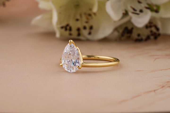 1.50CT Pear Cut Solitaire Lab Grown Diamond Engagement Ring For Her