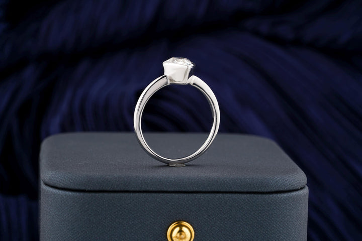 1.50CT Pear Cut Bezel Set Lab Grown Diamond Engagement Ring For Her