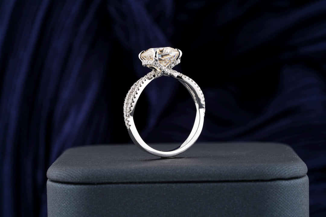 2.50CT Cushion Cut Inanity Lab Grown Diamond Hidden Halo Engagement Ring For Her