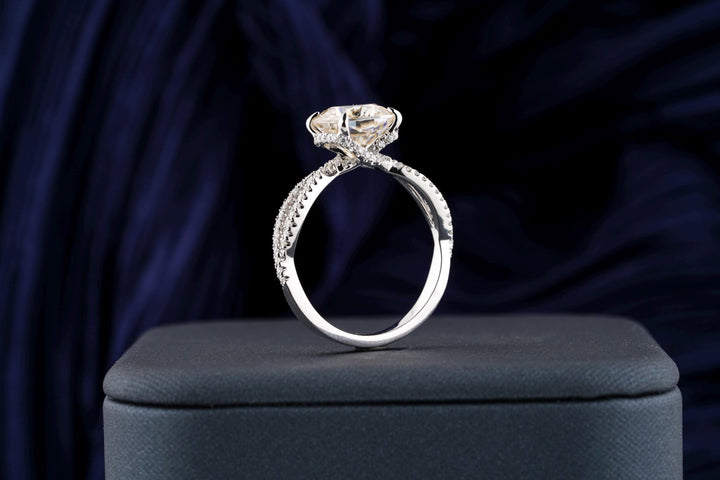 2.50CT Cushion Cut Inanity Lab Grown Diamond Hidden Halo Engagement Ring For Her