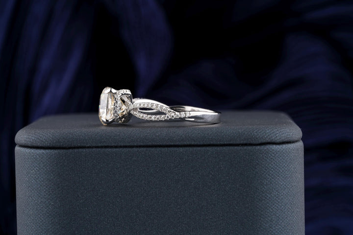 2.50CT Cushion Cut Inanity Lab Grown Diamond Hidden Halo Engagement Ring For Her