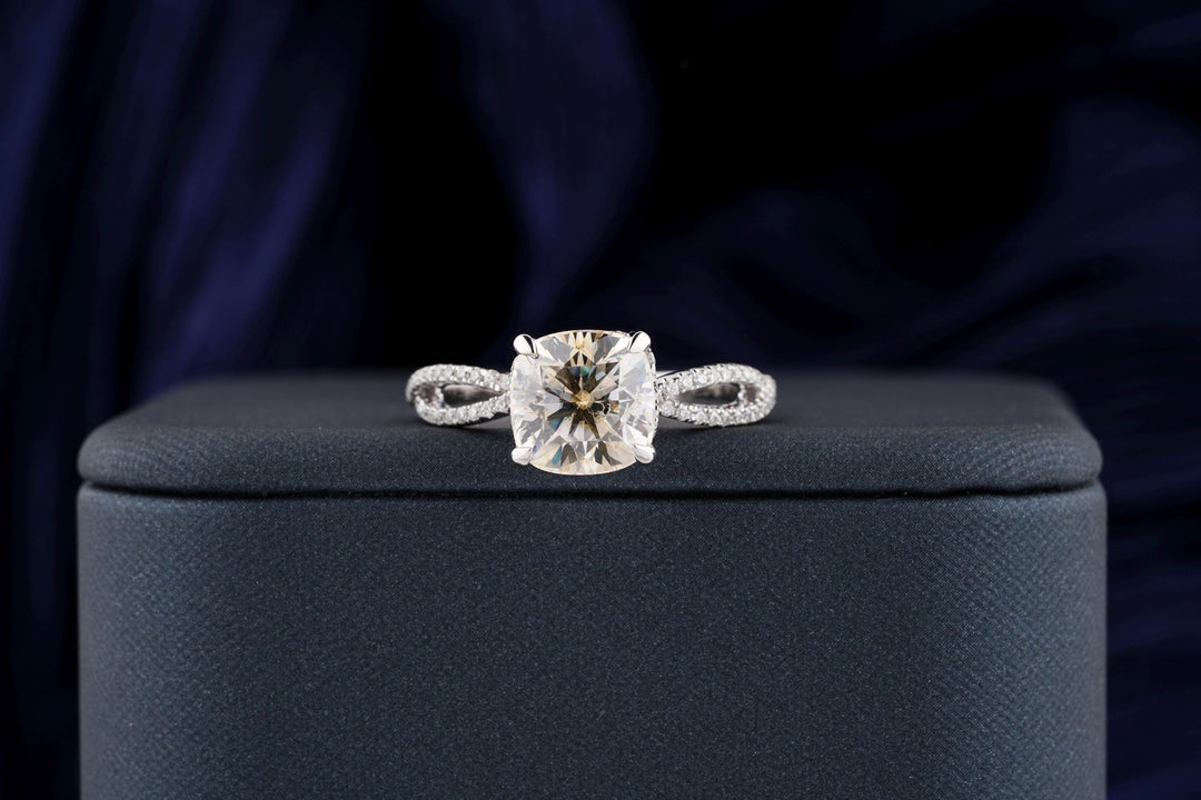 2.50CT Cushion Cut Inanity Lab Grown Diamond Hidden Halo Engagement Ring For Her