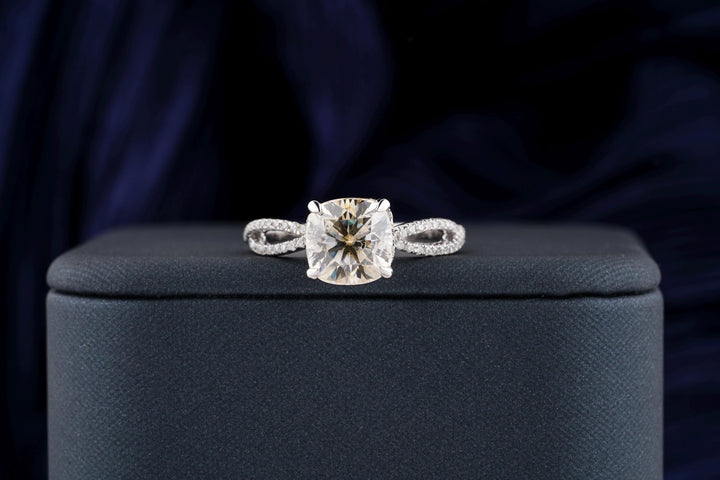 2.50CT Cushion Cut Inanity Lab Grown Diamond Hidden Halo Engagement Ring For Her
