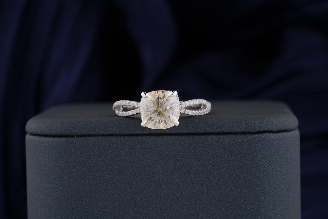 2.50CT Cushion Cut Inanity Lab Grown Diamond Hidden Halo Engagement Ring For Her