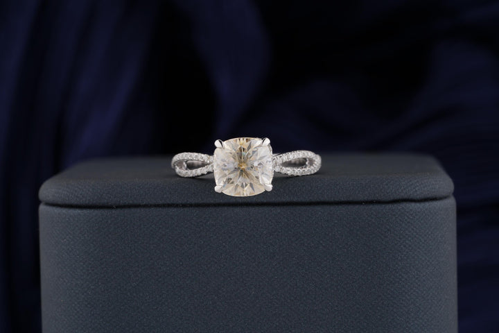 2.50CT Cushion Cut Inanity Lab Grown Diamond Hidden Halo Engagement Ring For Her