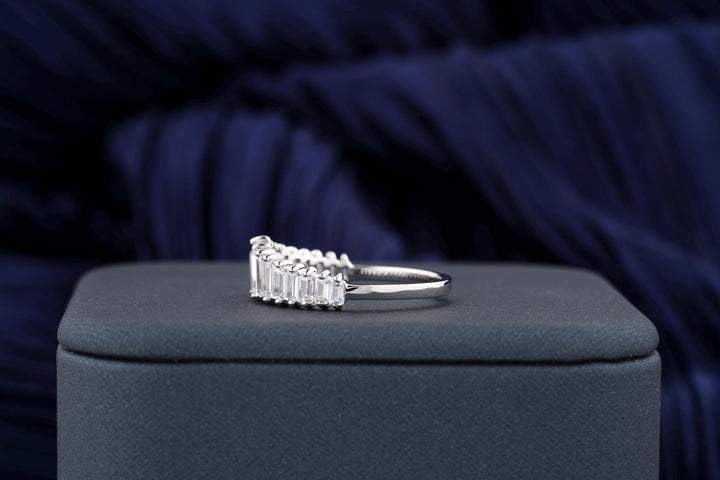 2.20CT Baguette Cut Vertical Step Stone Set CVD EF/VVS Diamond Wedding Band For Her