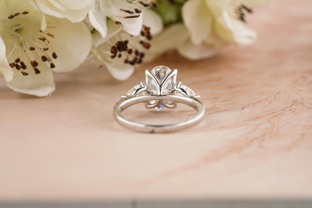 3.50CT Oval Lab Grown Diamond 3 Stone Engagement Ring For Women