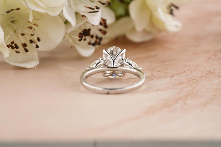 3.50CT Oval Lab Grown Diamond 3 Stone Engagement Ring For Women