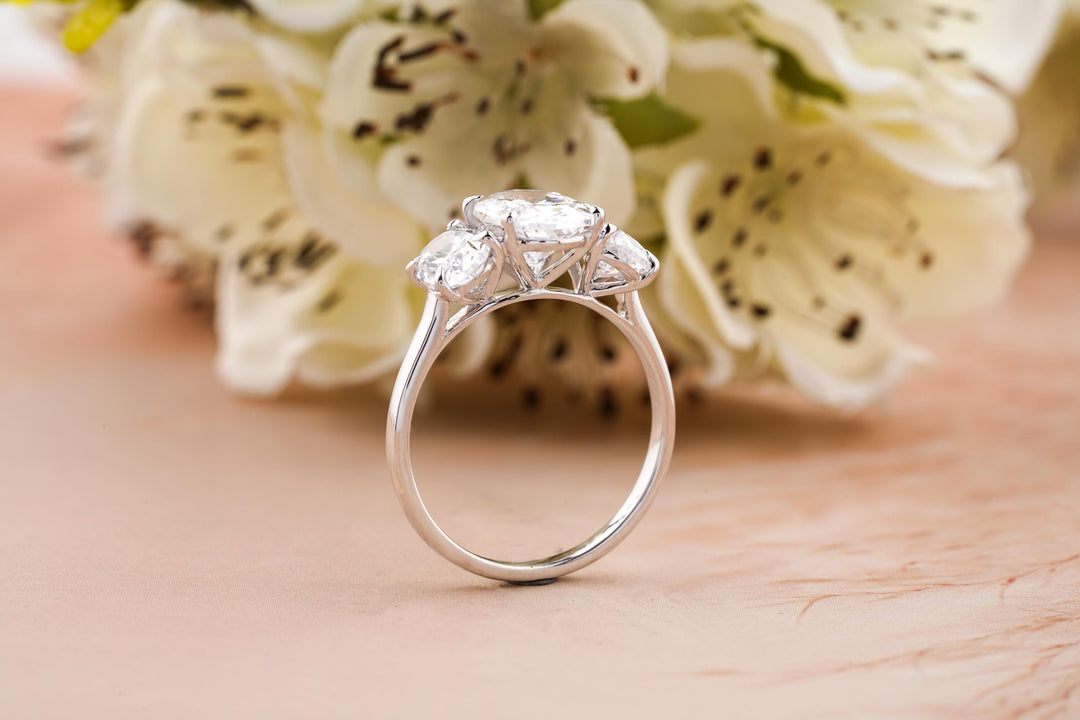 2.0CT Oval Cut 3 Stone Lab Grown Diamond Engagement Ring For Women