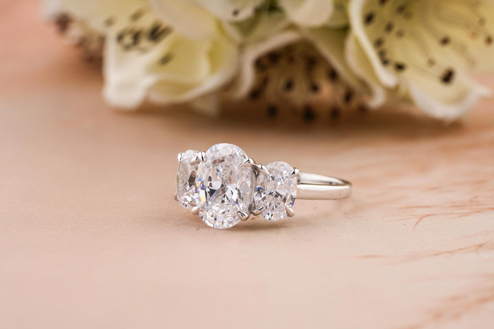 2.0CT Oval Cut 3 Stone Lab Grown Diamond Engagement Ring For Women