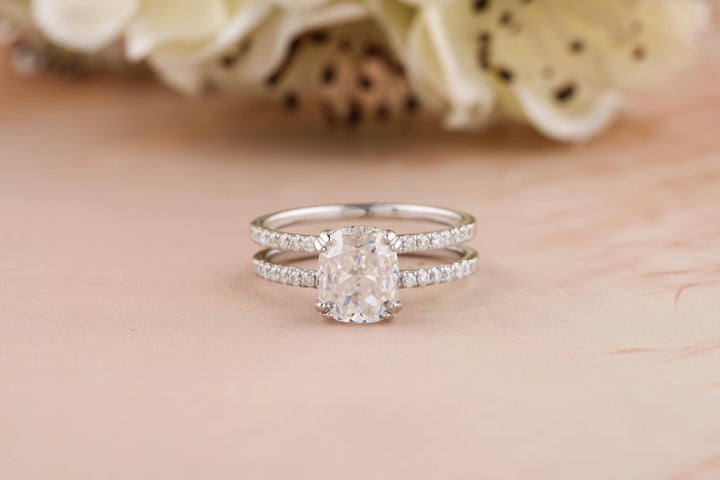 1.50CT Cushion Cut Hidden Halo Lab Grown Diamond Engagement Ring For Women