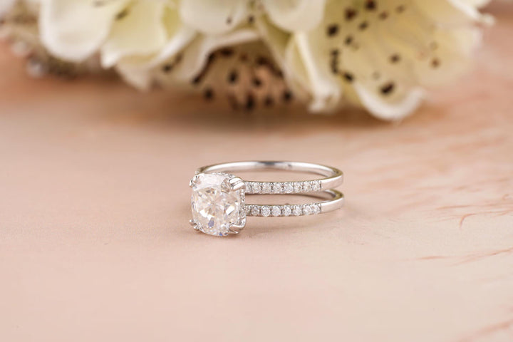 1.50CT Cushion Cut Hidden Halo Lab Grown Diamond Engagement Ring For Women