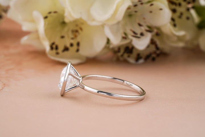 2.50CT Round Cut Bezel Set Lab Grown Diamond Engagement Ring For Women