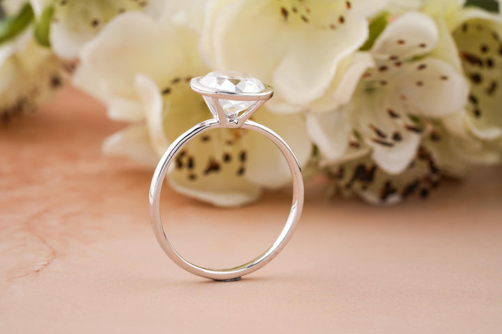 2.50CT Round Cut Bezel Set Lab Grown Diamond Engagement Ring For Women