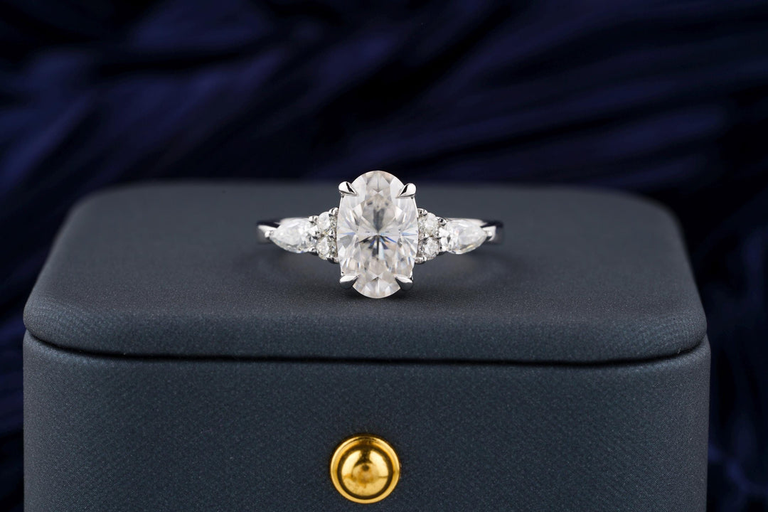 3.0CT Oval Cut Cluster Lab Grown Diamond Engagement Ring For Women