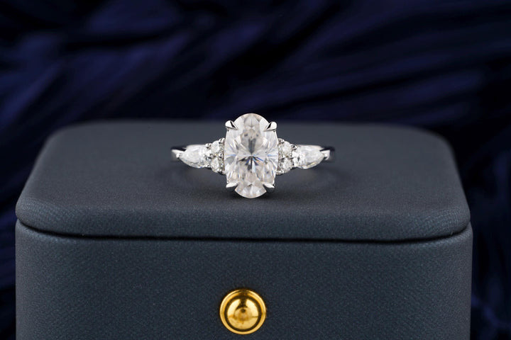 3.0CT Oval Cut Cluster Lab Grown Diamond Engagement Ring For Women