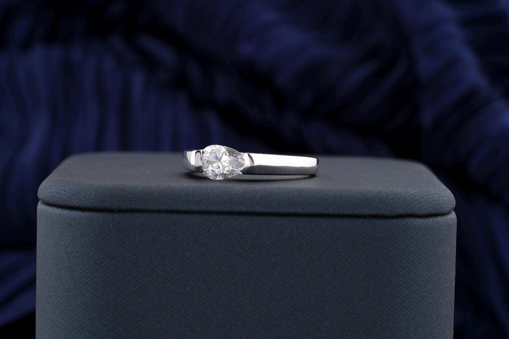 0.50CT East West Pear Cut Solitaire Lab Grown Diamond Engagement Ring For Women