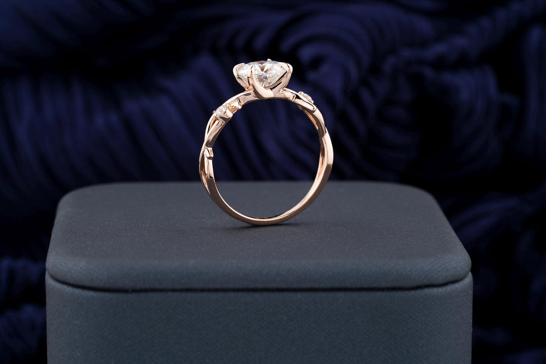 1.50CT Round Cut Twig Lab Grown Diamond Engagement Ring