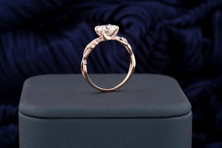 1.50CT Round Cut Twig Lab Grown Diamond Engagement Ring