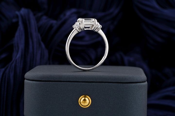 1.50CT East West Emerald Cut 3 Stone Lab Grown Diamond Engagement Ring