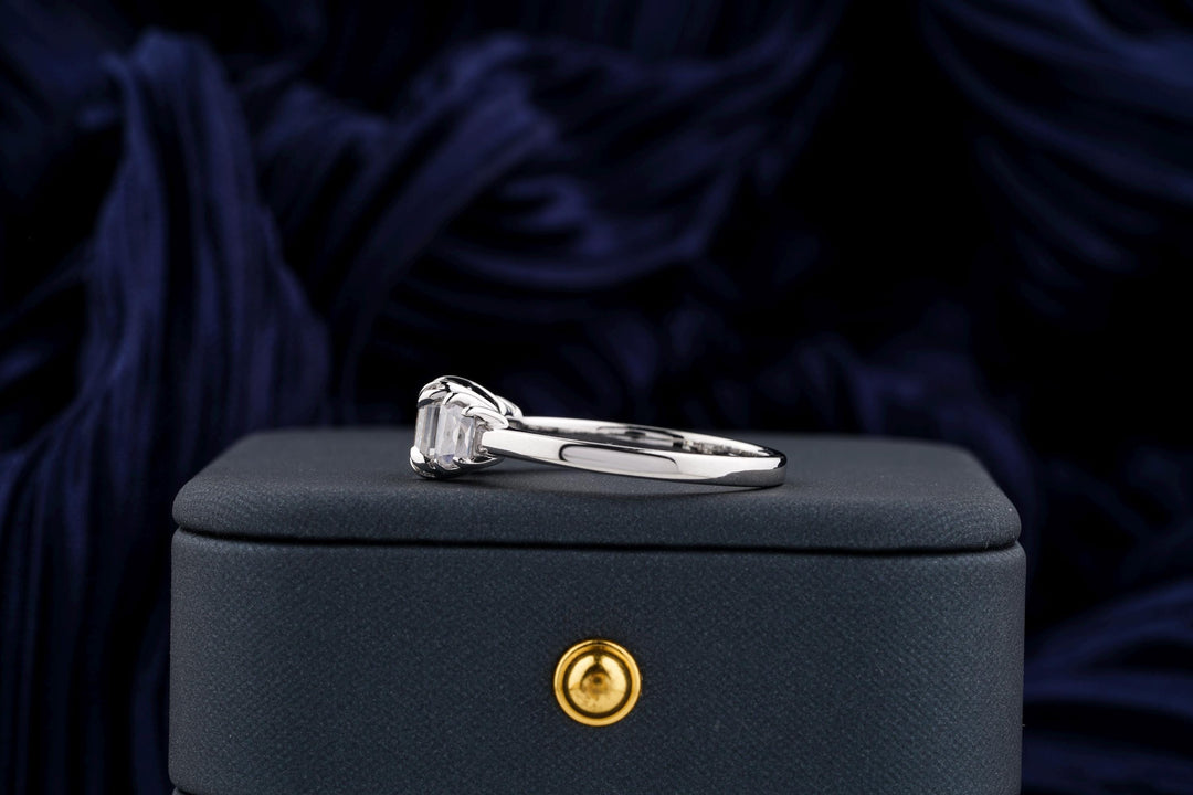 1.50CT East West Emerald Cut 3 Stone Lab Grown Diamond Engagement Ring