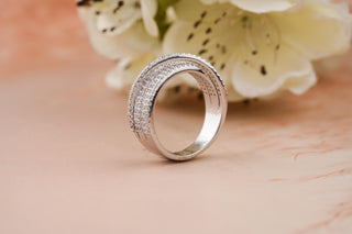 0.70CT Criss Cross Round Cut CVD EF/VVS Diamond Wedding Band For Women