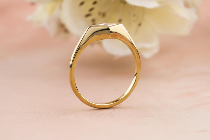 1.0CT East West Kite Lab Grown Bezel Set Diamond Engagement Ring For Women