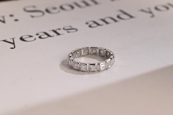 5.30CT Princess Cut Bezel Set CVD EF/VVS Diamond Eternity Wedding Band For Women