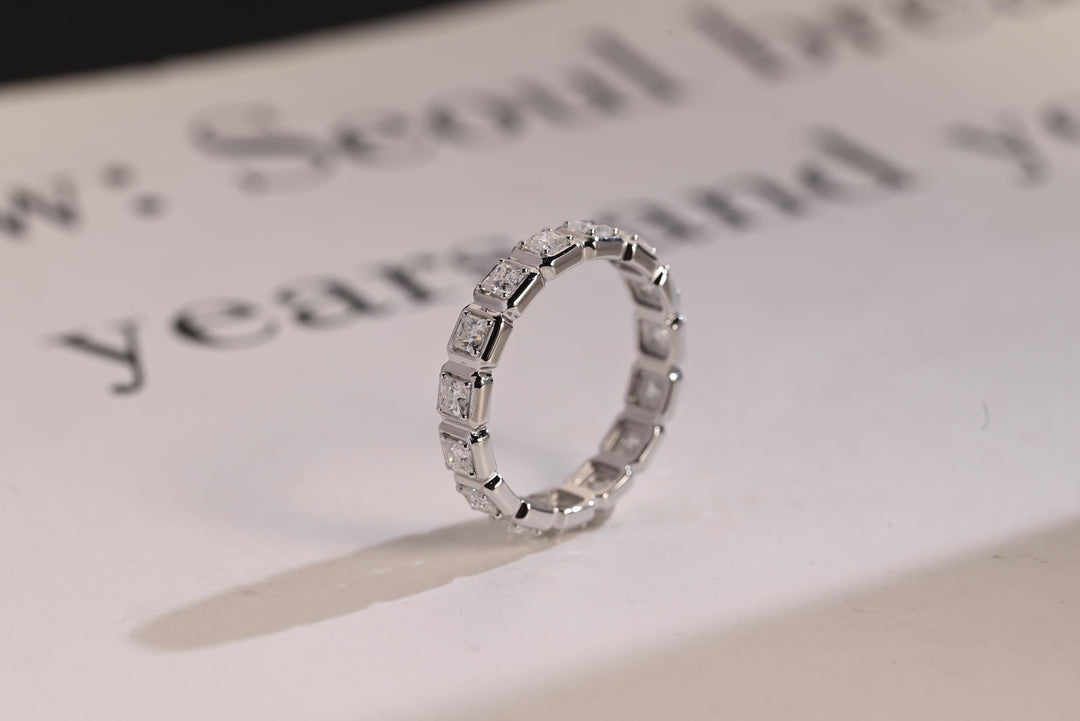 5.30CT Princess Cut Bezel Set CVD EF/VVS Diamond Eternity Wedding Band For Women