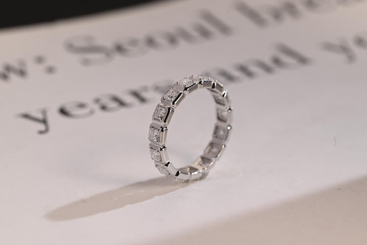 5.30CT Princess Cut Bezel Set CVD EF/VVS Diamond Eternity Wedding Band For Women