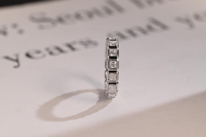5.30CT Princess Cut Bezel Set CVD EF/VVS Diamond Eternity Wedding Band For Women