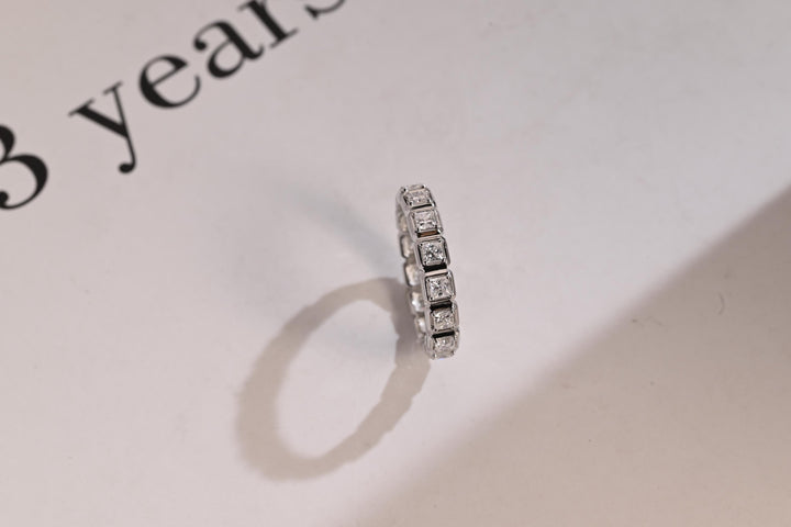 5.30CT Princess Cut Bezel Set CVD EF/VVS Diamond Eternity Wedding Band For Women