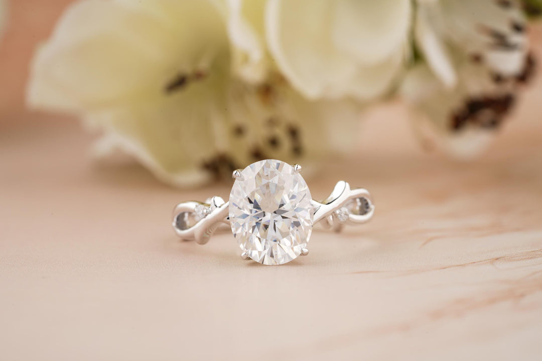 2.0CT Oval Cut Twig Lab Grown Diamond Engagement Ring For Women