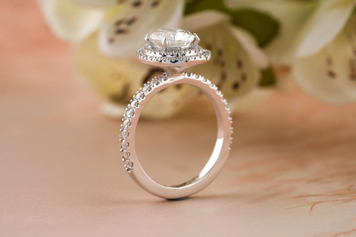 1.50CT Pear Cut Double Halo Cut Lab Grown Diamond Engagement Ring